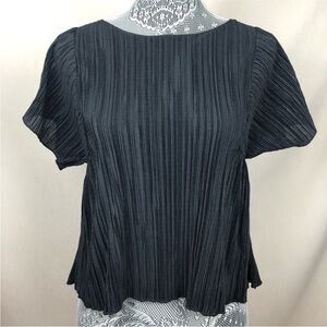 Madewell Flowy Ruffle Black Blouse